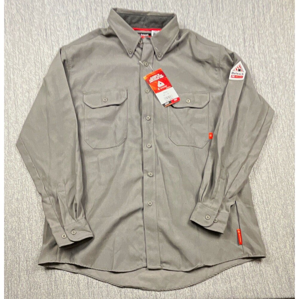 NWT Bulwark FR iQ Series Comfort Woven Lightweight Shirt Gray Mens XL QS52LG